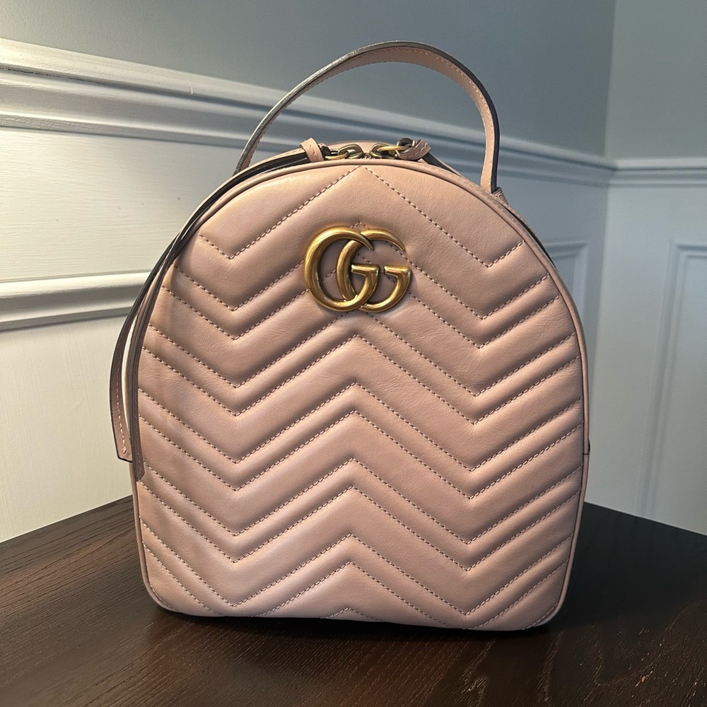 Gucci Marmont Backpack in Dusty Pink